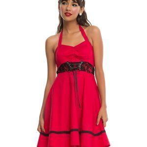 Hot Topic Women's Red Sweetheart Rockabilly Halter Dress Size XL
